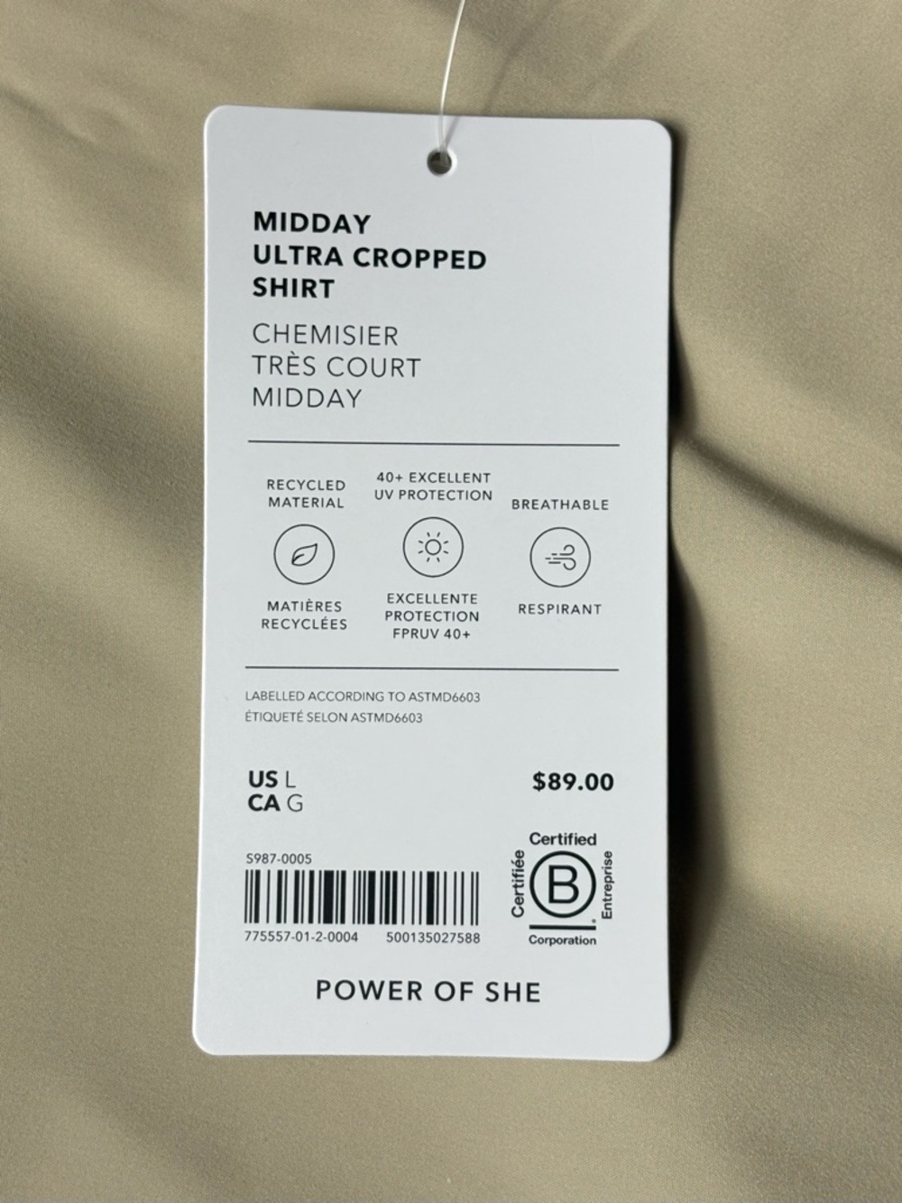 NWT Athleta Midday Ultra Cropped Poplin Shirt • Ecru • Size L - Picture 11 of 11